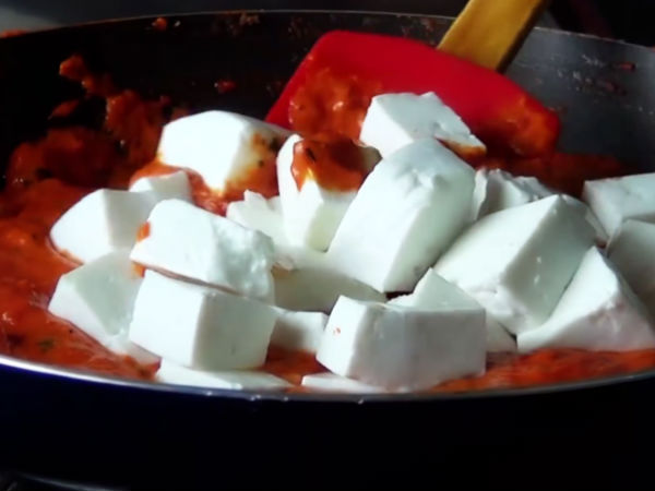 add paneer cubes to the pan