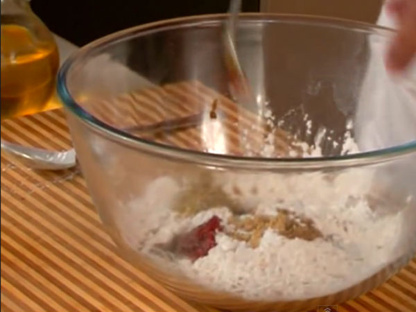 add in all the flours to the bowl and mix it well