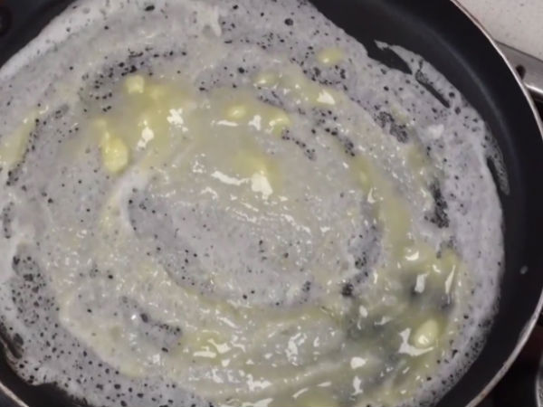 plain dosa batter on the pan