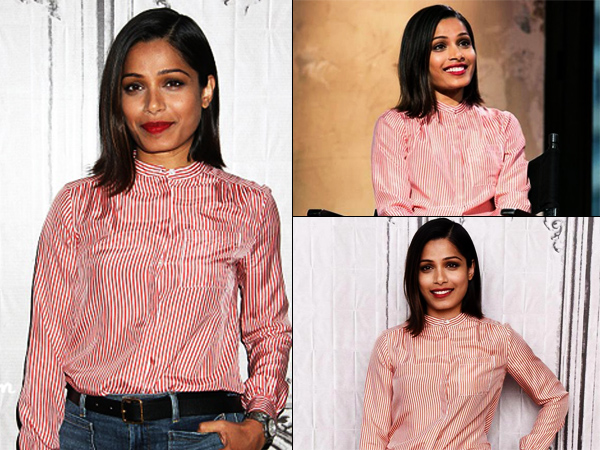 Freida Pinto Dress AOL| Freida Pinto Dress Style AOL| Freida Pinto Desert Dancer Dress| Freida Pinto Speaker Series Dress