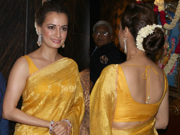 Dia Mirza In Saree| Dia Mirza In Sunar Jewellers| Dia Mirza Dresses| Dia Mirza Saree Style| Dia Mirza At Sunar Launch 