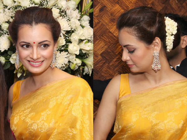 Dia Mirza In Saree| Dia Mirza In Sunar Jewellers| Dia Mirza Dresses| Dia Mirza Saree Style| Dia Mirza At Sunar Launch 
