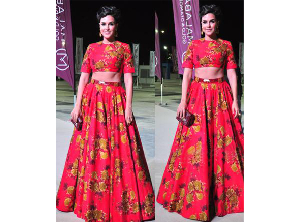 Neha Dhupia Wearing Sabyasachi| Neha Dhupia In Amrapali| Neha Dhupia At Aiba 2015| Neha Dhupia In Sabyasachi Summer Resort Dress| Neha Dhupia Dresses