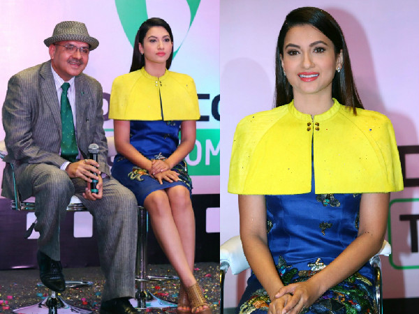 Gauhar Khan Wearing Sanchita| Gauhar Khan In Sanchita Dress| Gauhar Khan Dresses| Gauhar Khan Videocon Telecom Brand Ambassador