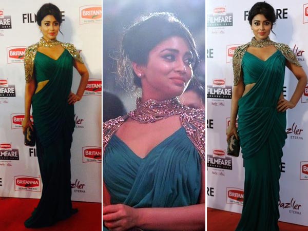 Shriya Saran In Fusion Saree At Filmfare Awards South