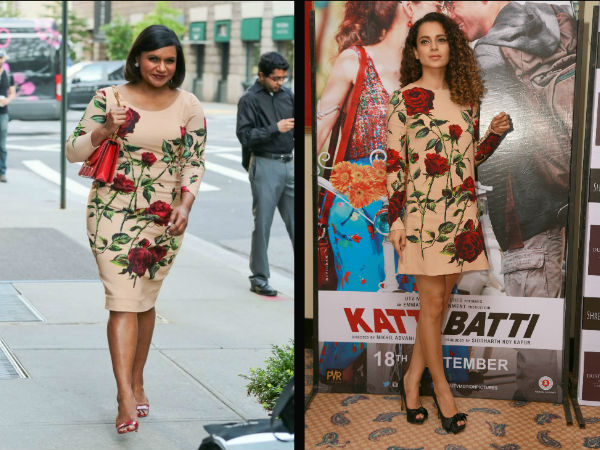 Kangana Ranaut Vs Mindy Kailing Vs Cara Delevigne In D&G Rose Print Dress