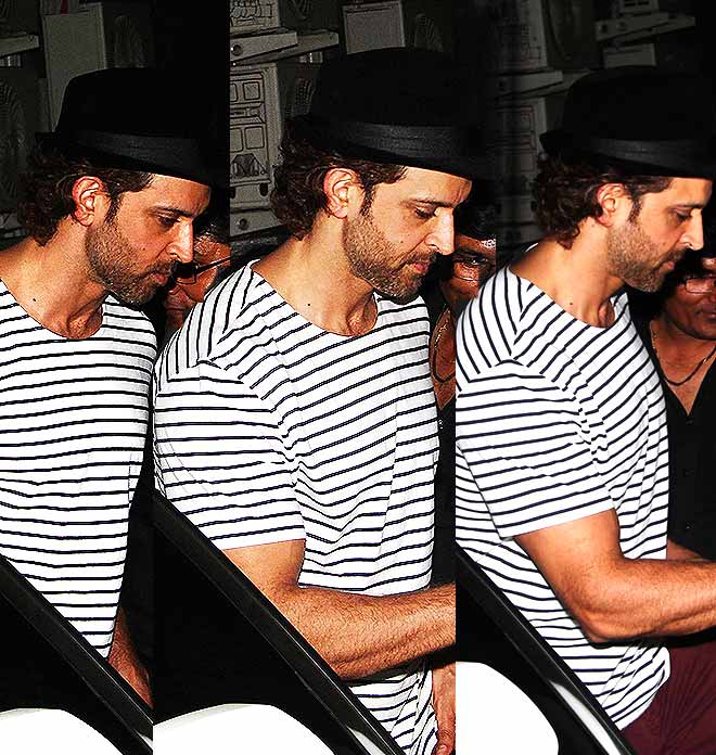 Hrithik Roshan In Striped T-shirt And Maroon Pants 
