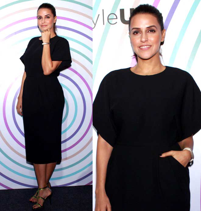 Hot And Sizzling Neha Dhupia In A Black Dress
