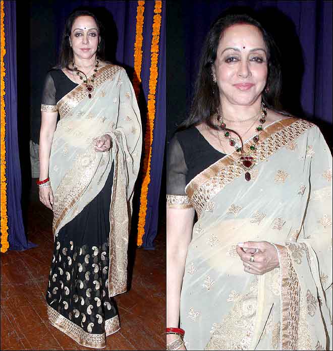 Hema Malini's Sheer Saree Look At A Launch Event