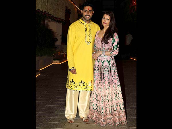 Aishwarya Rai Donning An Intricate Manish Malhotra Gown At Her Diwali Party