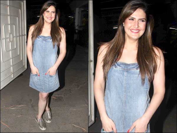 Zareen Khan In Denim Dress 