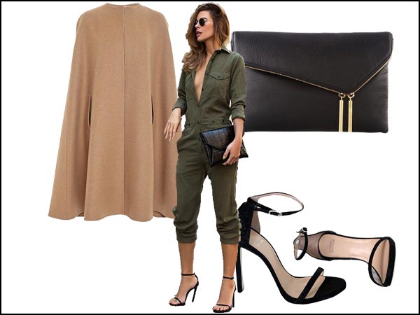 Military jumpsuit with a cape jacket