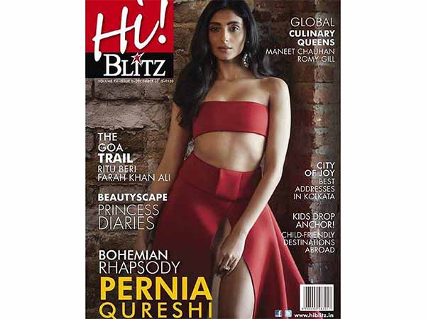 Pernia Qureshi in maroon outfit on Hi! Blitz cover Pernia Qureshi in maroon outfit on Hi! Blitz cover