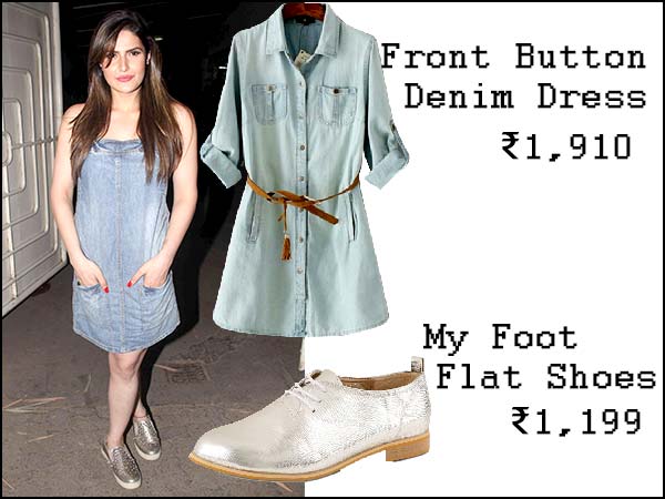 Zareen Khan In Denim Dress 
