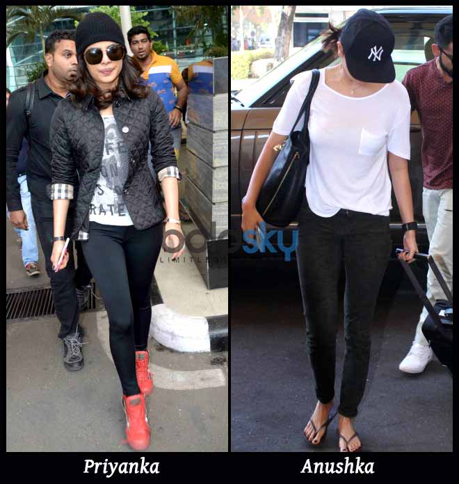 Priyanka Chopra and Anushka Sharma airport fashion