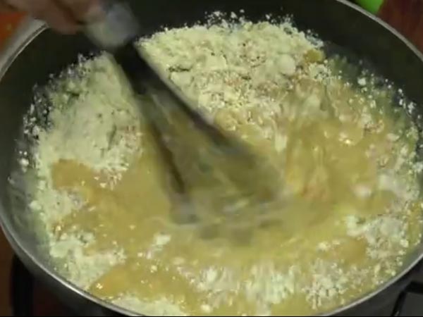 Stir it continuously to make it golden brown.