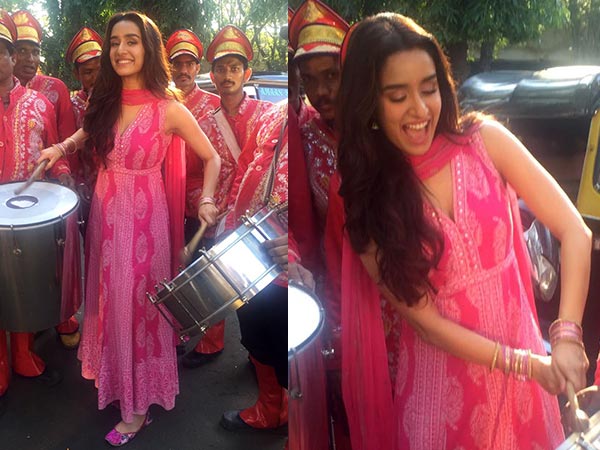 Shraddha Out On Street In Pink