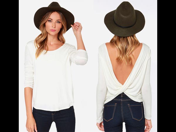 3. Deep V-neck top