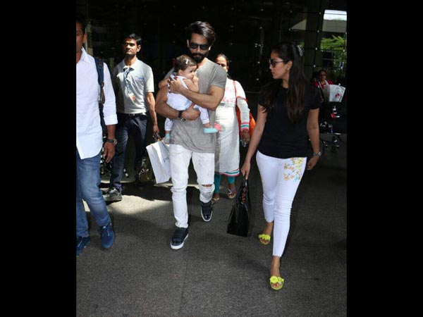 shahid kapoor and family spotted at the airport