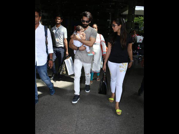 shahid kapoor and family spotted at the airport
