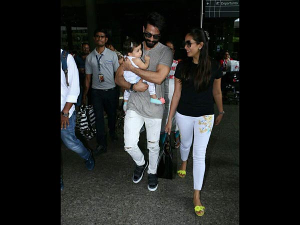 shahid kapoor and family spotted at the airport