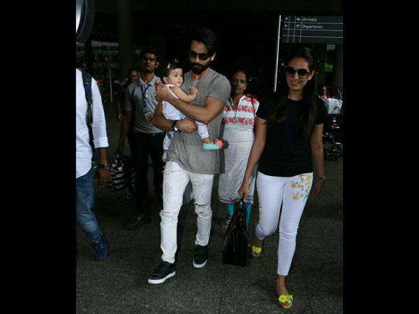 shahid kapoor and family spotted at the airport