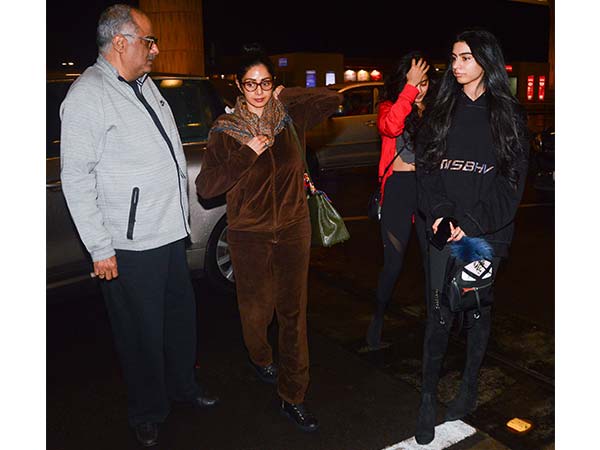 sridevi with her daughters spotted at airport