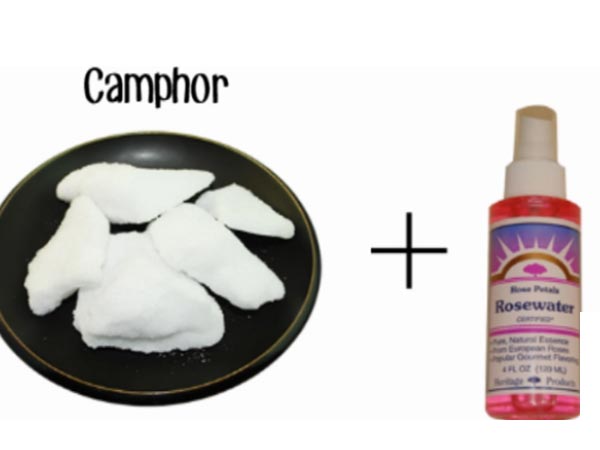 6. Camphor With Rose Water: