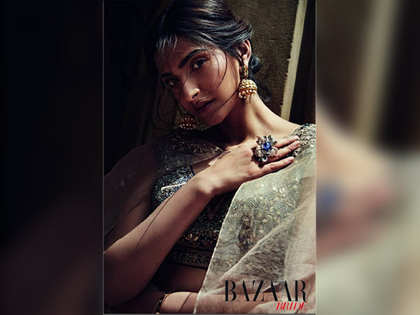 sonam kapoor featured in bazaar bride india
