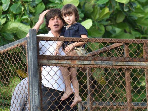 shah rukh khan with abram celebrating bakhri eid