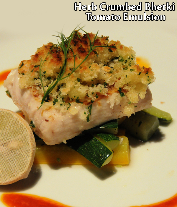 herb crumb bhetki recipe