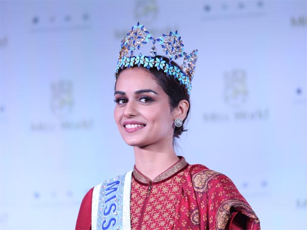 manushi chillar at a press meet in new delhi