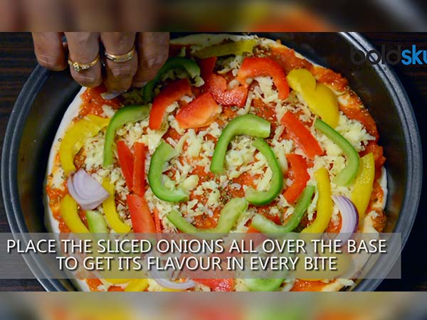 Cheese Onion Bell Pepper Pizza Recipe