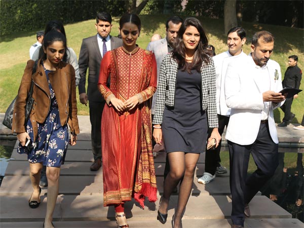 manushi chillar at a press meet in new delhi