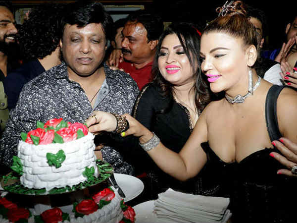 rakhi sawant in bold dress for friend's birthday