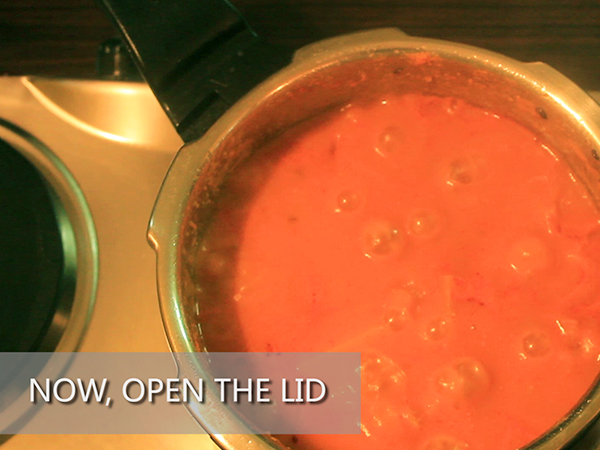  STEP BY STEP – HOW TO MAKE ALOO MUTTER GRAVY 1. Add a tablespoon of oil in a heated pan. 2. Add the chopped onions. 3. Sauté well until it turns to golden brown in colour. 4. Add the cut tomatoes and sauté continuously for a minute to avoid it from burning. 5. Add the grated ginger and 4 garlic cloves. 6. Add the chopped green chillies and sauté well for a minute. 7. It is done once the skin of the tomatoes starts to peel off. 8. Allow it to cool for 10 minutes. 9. Meanwhile, take 3 washed potatoes and peel the skin off. 10. Further, cut it into cubes. Keep it aside. 11. Add the sautéed mixture in a mixer jar. 12. Grind it into a smooth paste. Keep it aside. 13. Now, add 2½ tablespoons of oil in a heated pressure cooker. 14. Add jeera and allow it to splutter. 15. Add the cut potatoes and stir well. Let it cook for a minute. 16. Add the ground paste and mix it well. 17. Then, add salt and turmeric powder. 18. Add red chilli powder and dhaniya powder to spice up the dish. Mix well. 19. Add the green peas and mix it again. 20. Further, add a cup of water. 21. Close the lid and pressure cook it for upto 3 whistles. 22. Once done, take it off the stove and allow the pressure to settle. 23. Now, open the lid and add garam masala and jeera powder to it. 24. Finally, garnish it with coriander leaves. 25. Serve hot.