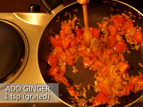  STEP BY STEP – HOW TO MAKE ALOO MUTTER GRAVY 1. Add a tablespoon of oil in a heated pan. 2. Add the chopped onions. 3. Sauté well until it turns to golden brown in colour. 4. Add the cut tomatoes and sauté continuously for a minute to avoid it from burning. 5. Add the grated ginger and 4 garlic cloves. 6. Add the chopped green chillies and sauté well for a minute. 7. It is done once the skin of the tomatoes starts to peel off. 8. Allow it to cool for 10 minutes. 9. Meanwhile, take 3 washed potatoes and peel the skin off. 10. Further, cut it into cubes. Keep it aside. 11. Add the sautéed mixture in a mixer jar. 12. Grind it into a smooth paste. Keep it aside. 13. Now, add 2½ tablespoons of oil in a heated pressure cooker. 14. Add jeera and allow it to splutter. 15. Add the cut potatoes and stir well. Let it cook for a minute. 16. Add the ground paste and mix it well. 17. Then, add salt and turmeric powder. 18. Add red chilli powder and dhaniya powder to spice up the dish. Mix well. 19. Add the green peas and mix it again. 20. Further, add a cup of water. 21. Close the lid and pressure cook it for upto 3 whistles. 22. Once done, take it off the stove and allow the pressure to settle. 23. Now, open the lid and add garam masala and jeera powder to it. 24. Finally, garnish it with coriander leaves. 25. Serve hot.
