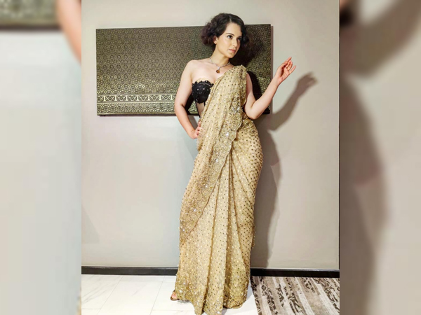 Kangana Ranaut’s Golden Glittering Sari