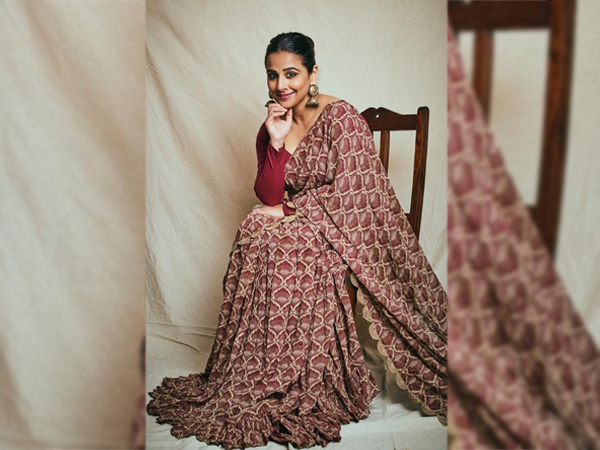 Vidya Balan In A Maroon Frill Sari
