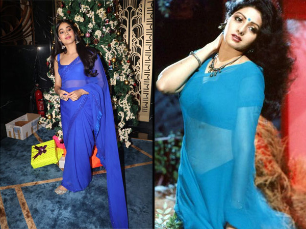 Janhvi Kapoor And Sridevis Blue Chandni Saree