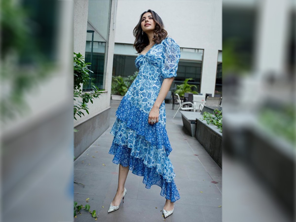 Rakul Preet Singh In A Blue Ruffle Dress