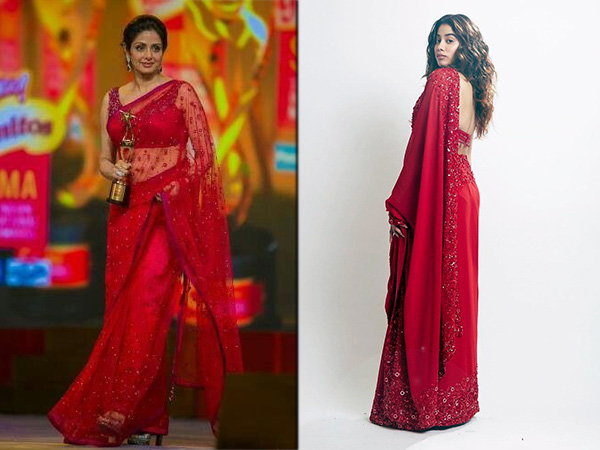 Janhvi Kapoor And Sridevis Red Saree