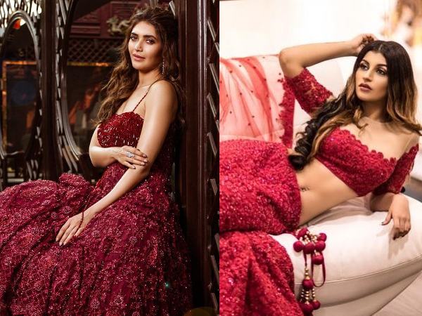 Karishma Tanna and Yashika Aannand in red outfits Karishma Tanna and Yashika Aannand in red outfits