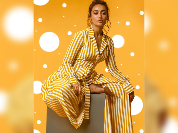 Surbhi Jyoti In Striped Yellow Jumpsuit