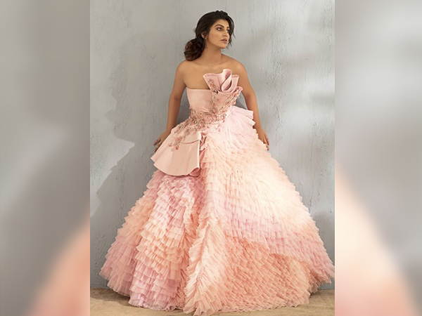 Yashika Aannand In Baby Pink Ball Gown
