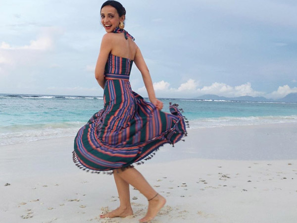 Sanaya Irani In Striped Dress At Beach Sanaya Irani In Striped Dress At Beach