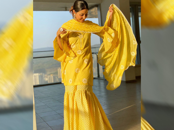 Hina Khan In Yellow Sharara For Ramadan