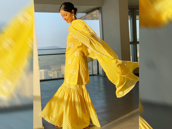 Hina Khan In Yellow Sharara For Ramadan