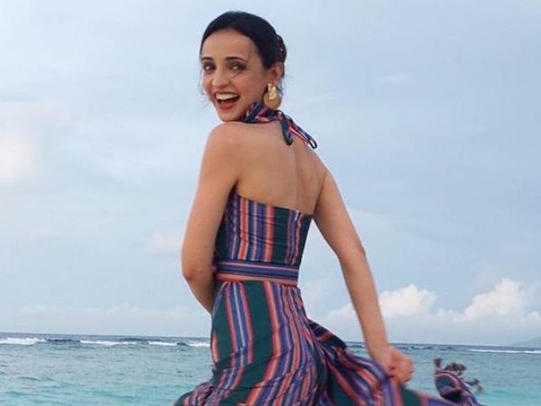 Sanaya Irani In Striped Dress At Beach Sanaya Irani In Striped Dress At Beach