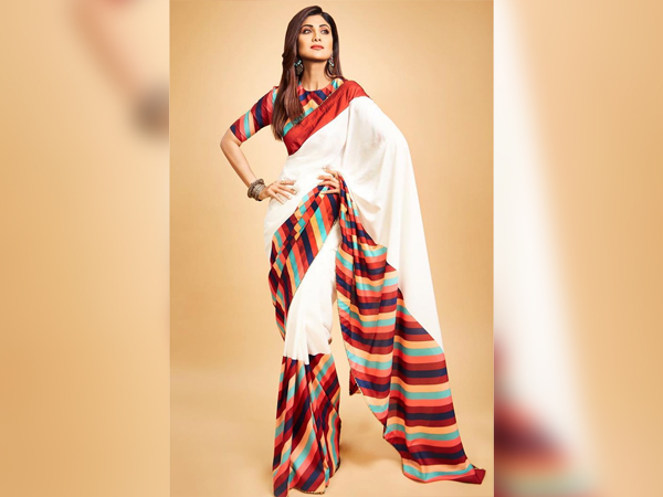 Shilpa Shetty In A Colour-Blocked Saree